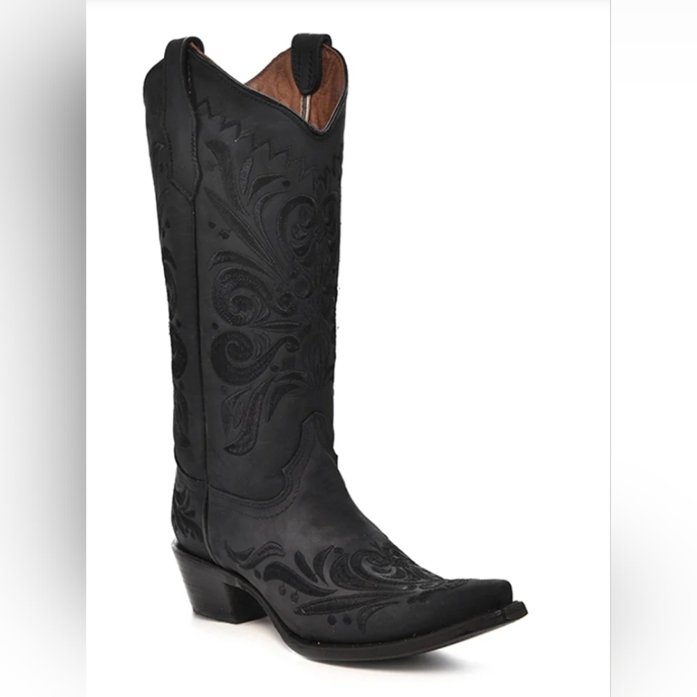 Circle G L5433 - WOMEN’S EMBROIDERY BLACK SNIP TOE COWBOY BOOT